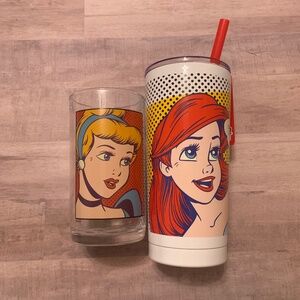 Zak Disney Princess Retro Reimagined Glass and Tumbler Bundle Cinderella/Ariel